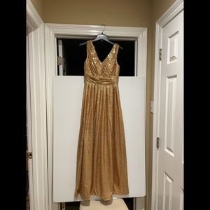 Ladies formal gold sparkle gown - prom pageant gala ball
